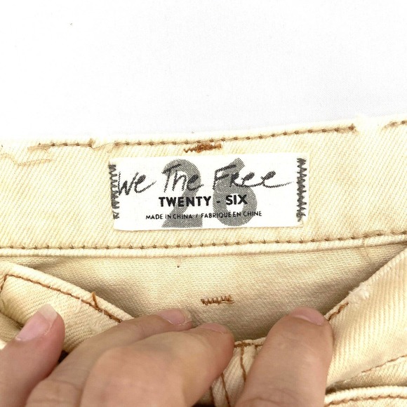 Free People We The Free Women's Destroyed Denim Wrap Skirt Cream Beige Size US26 - Picture 5 of 10